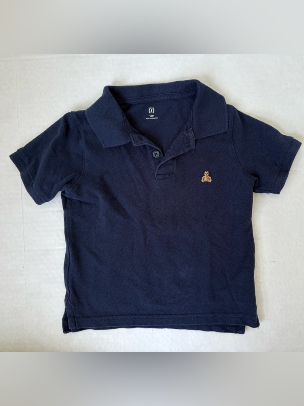 Baby Gap Navy Blue Cotton Polo Shirt Toddler Boy Sz 3 Bear Collar Preppy Pique